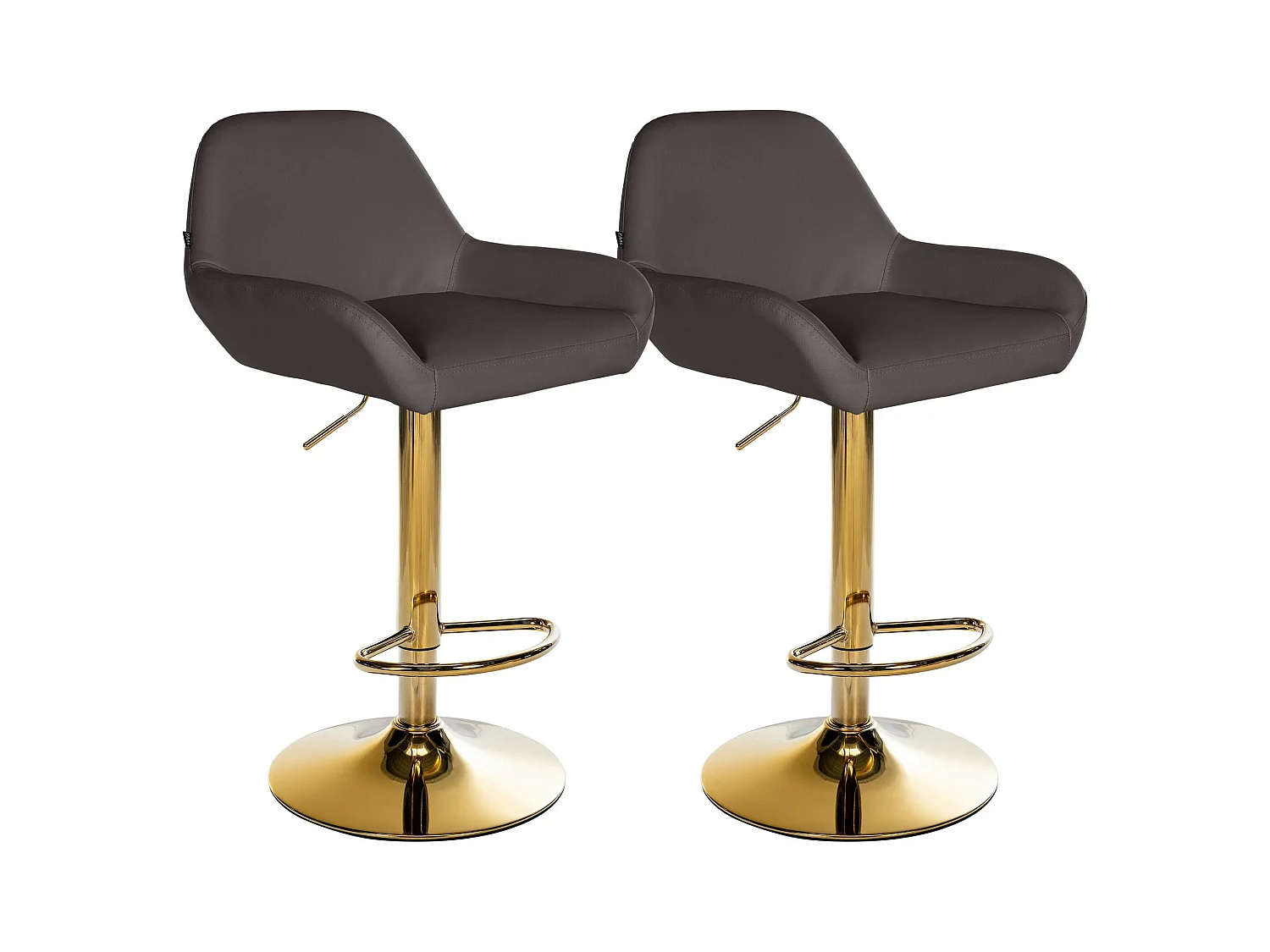 Lot de 2  Tabouret de bar - Similicuir & Métal - Marron - Braga
