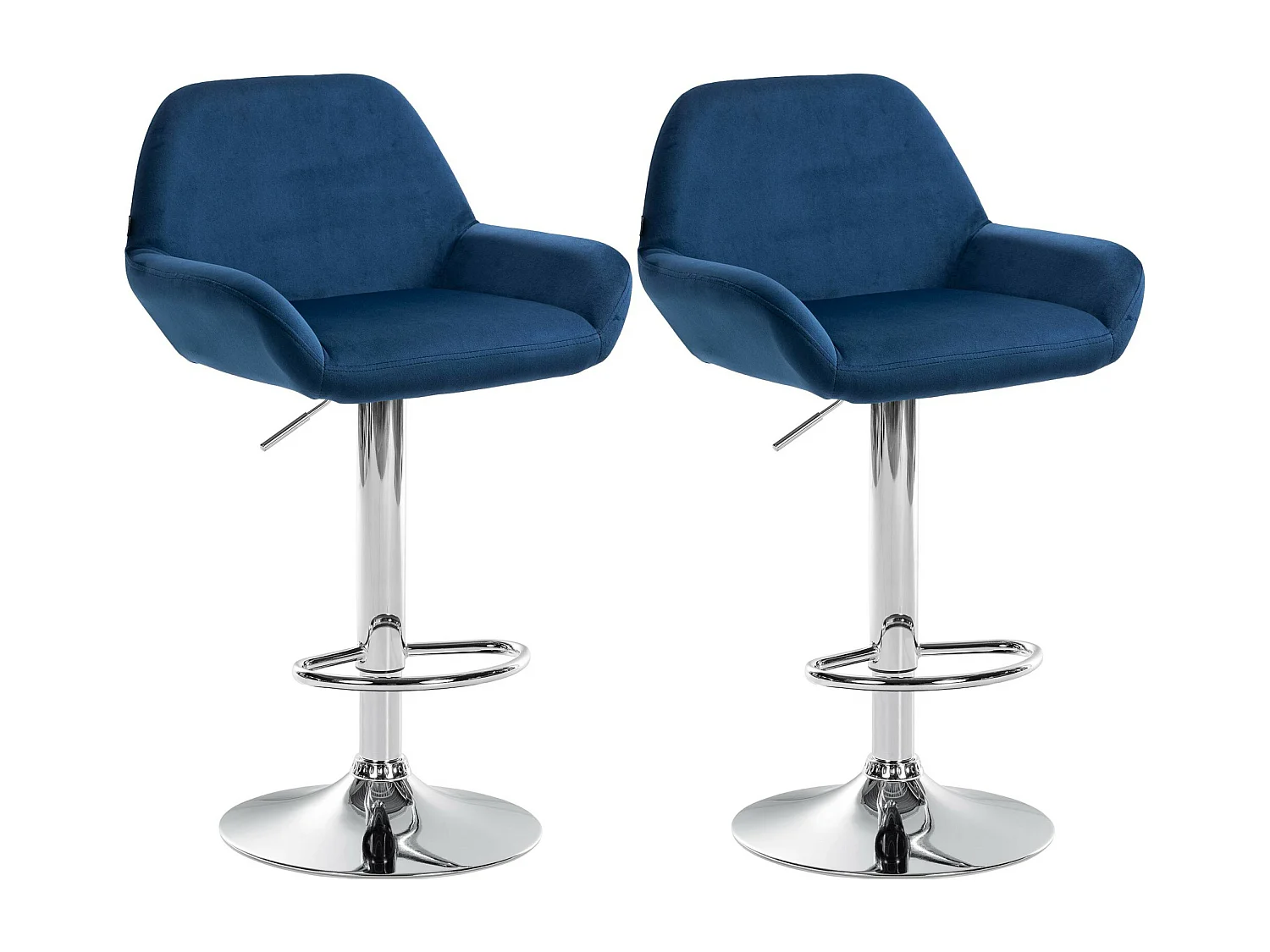Lot de 2  Tabouret de bar - Velours - Bleu - Braga