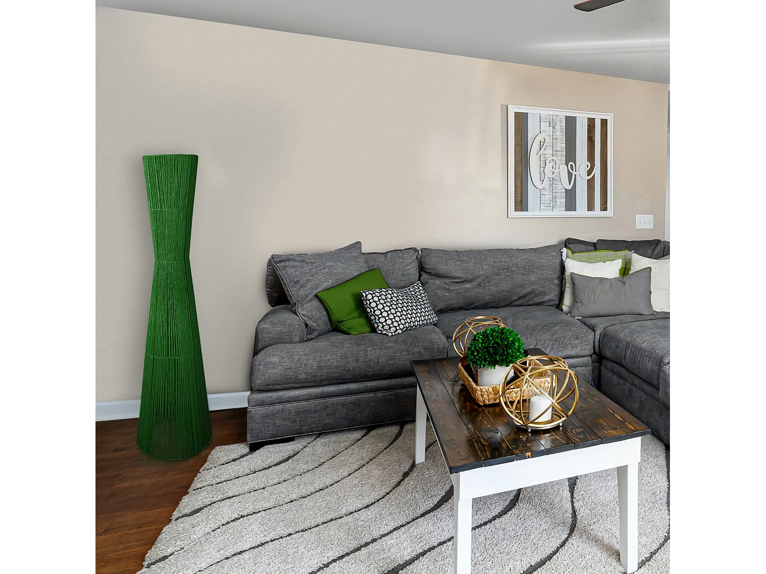 Lampadaire TOSEL ,métal,Vert ,H145xD30xP30cm