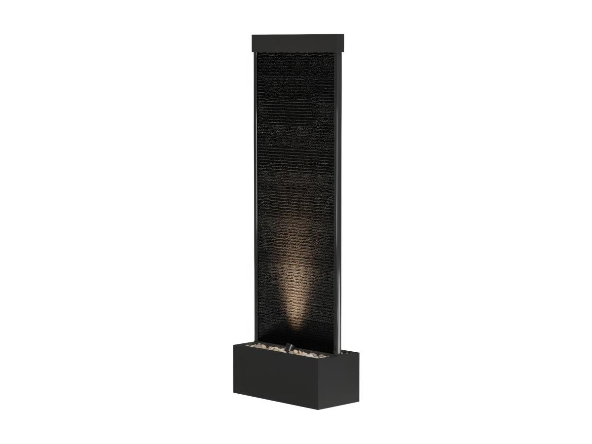 Außenbrunnen aus Edelstahl & Glas mit LED-Beleuchtung - 120 cm - Schwarz - günstig online kaufen