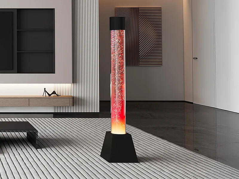 Kolom van waterbellen - Ledverlichting met wisselende kleuren - Zwart - H130 cm - WOBY