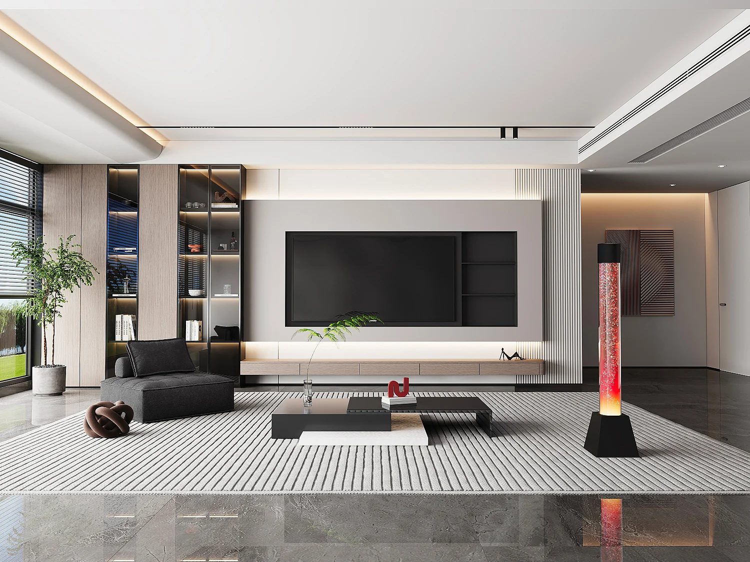 Colonne de bulles d'eau - LEDs à couleur changeante - Noir - H. 130 cm - WOBY