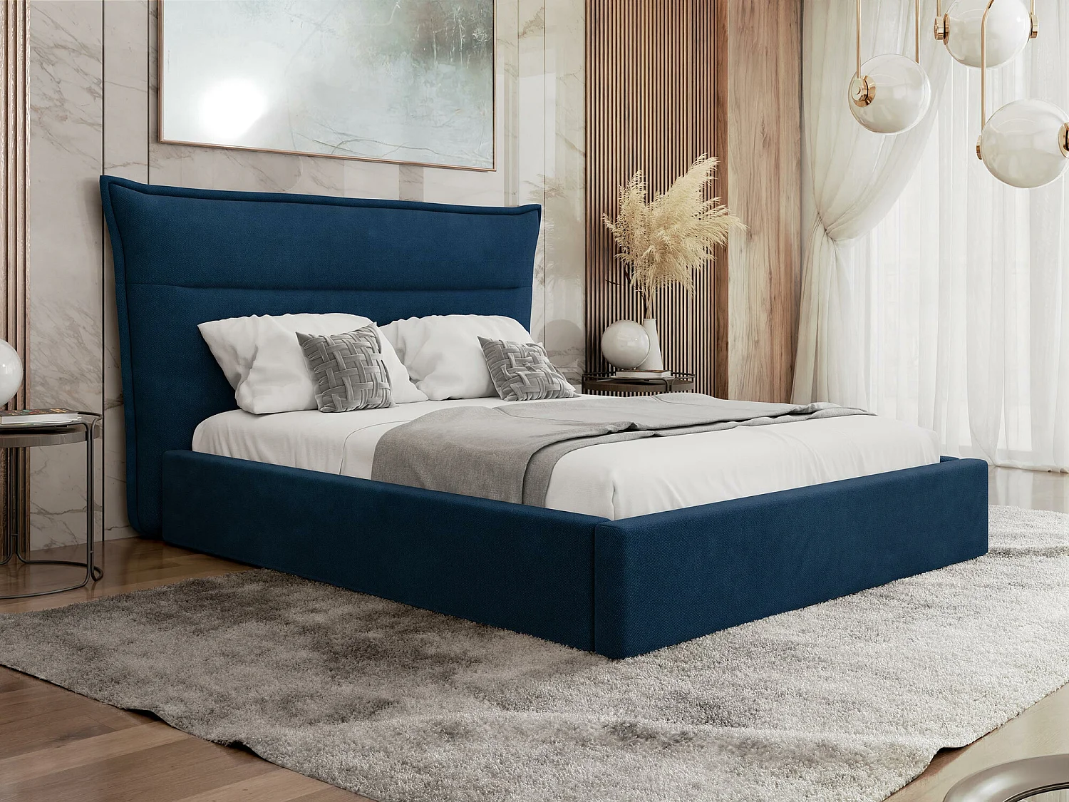 Cama Comfivo 400, Doble, Azul, 140x200, Tapiz, Somieres, 190x224x122cm