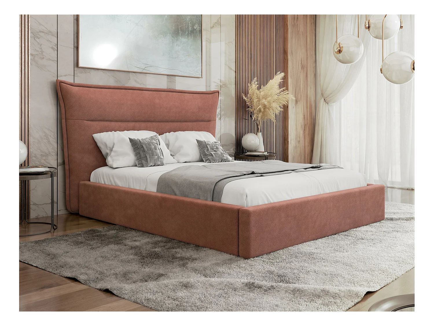 Cama Comfivo 400, Doble, Rosa, 140x200, Tapiz, Somieres, 190x224x122cm