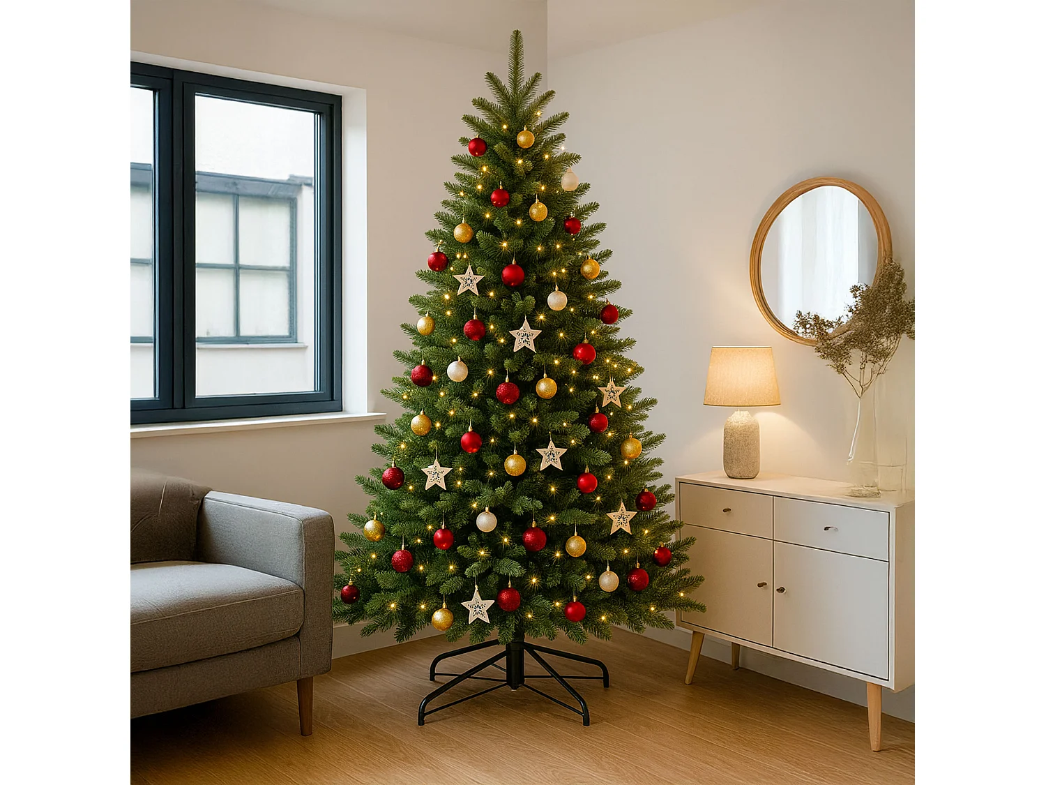 Amstel - Árbol de Navidad de efecto realista en PE y PVC ø142x210H, 1910 puntas