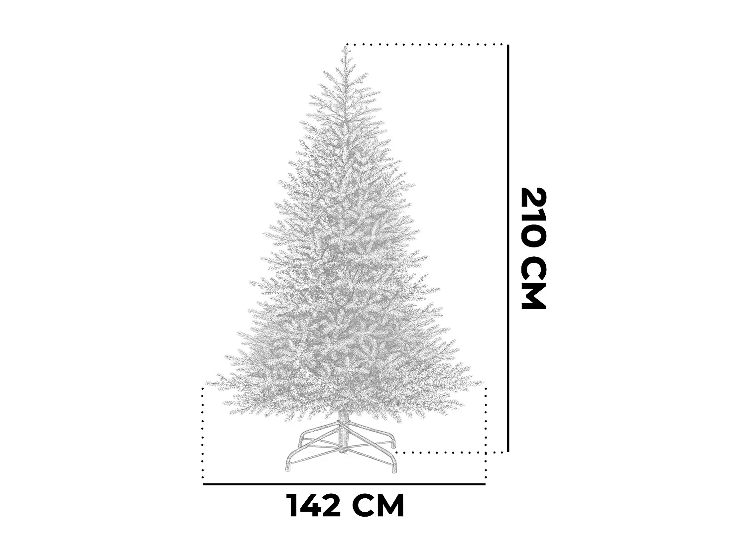 Amstel - Árbol de Navidad de efecto realista en PE y PVC ø142x210H, 1910 puntas