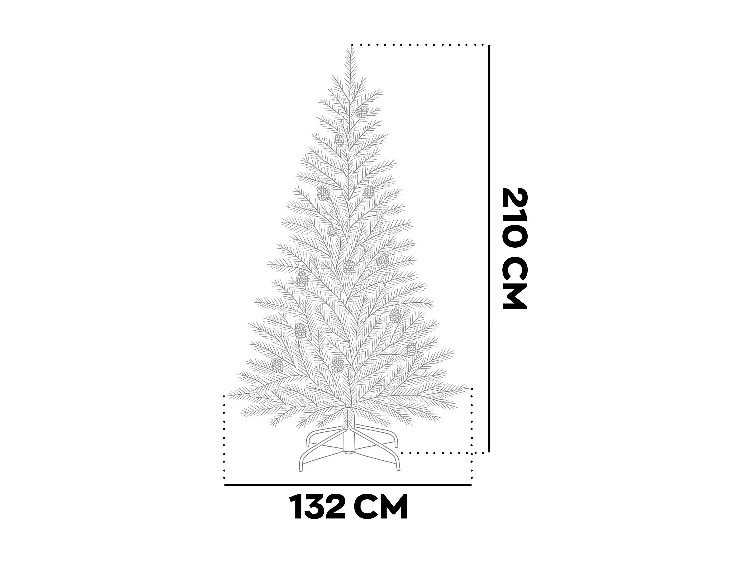 Boho - Árbol de Navidad con piñas de PVC ø132x210H cm, 1053 puntas