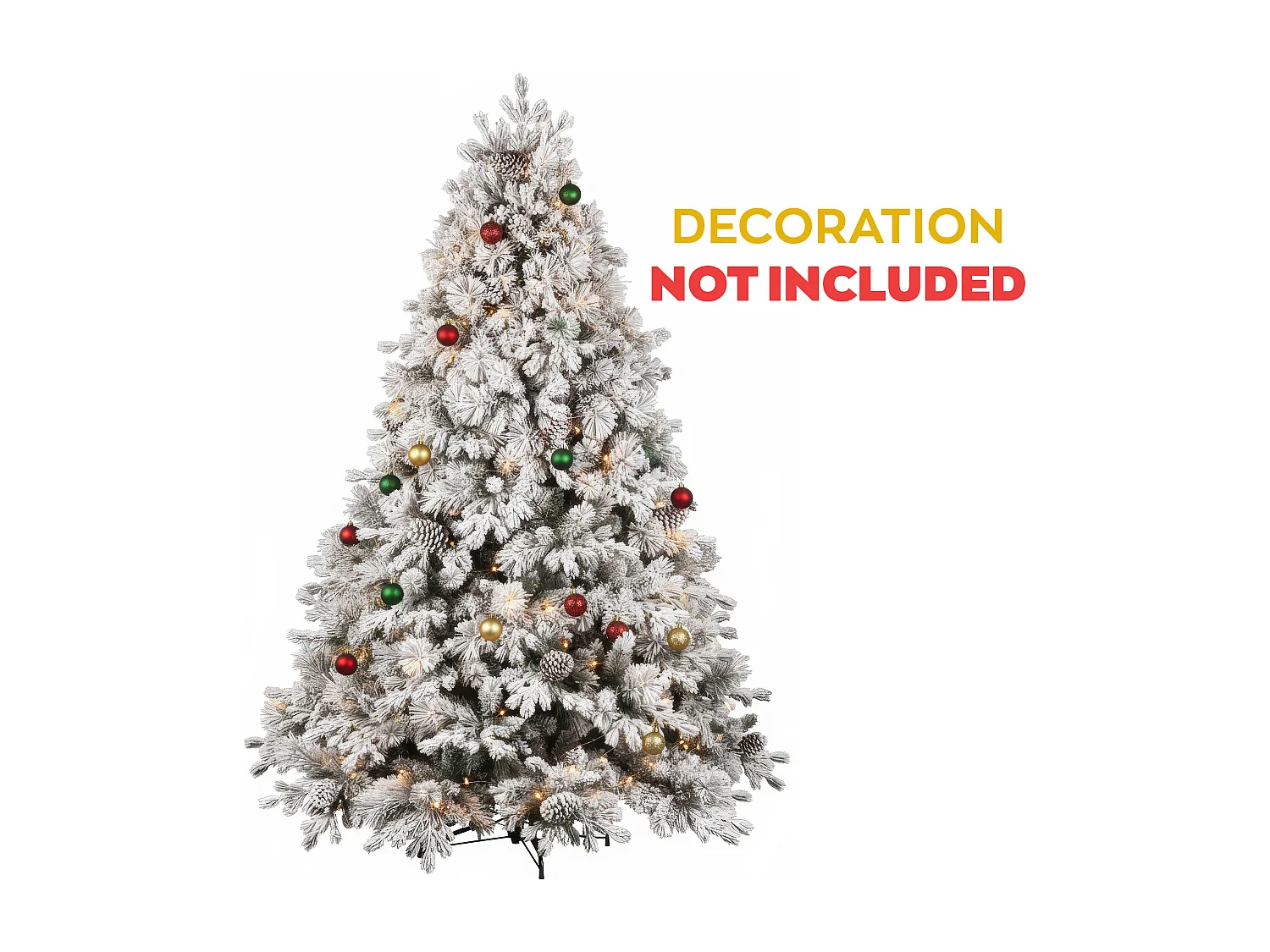 Luna - Árbol de Navidad con nieve y piñas en PE PVC PP ø162x240H cm, 2850 puntas