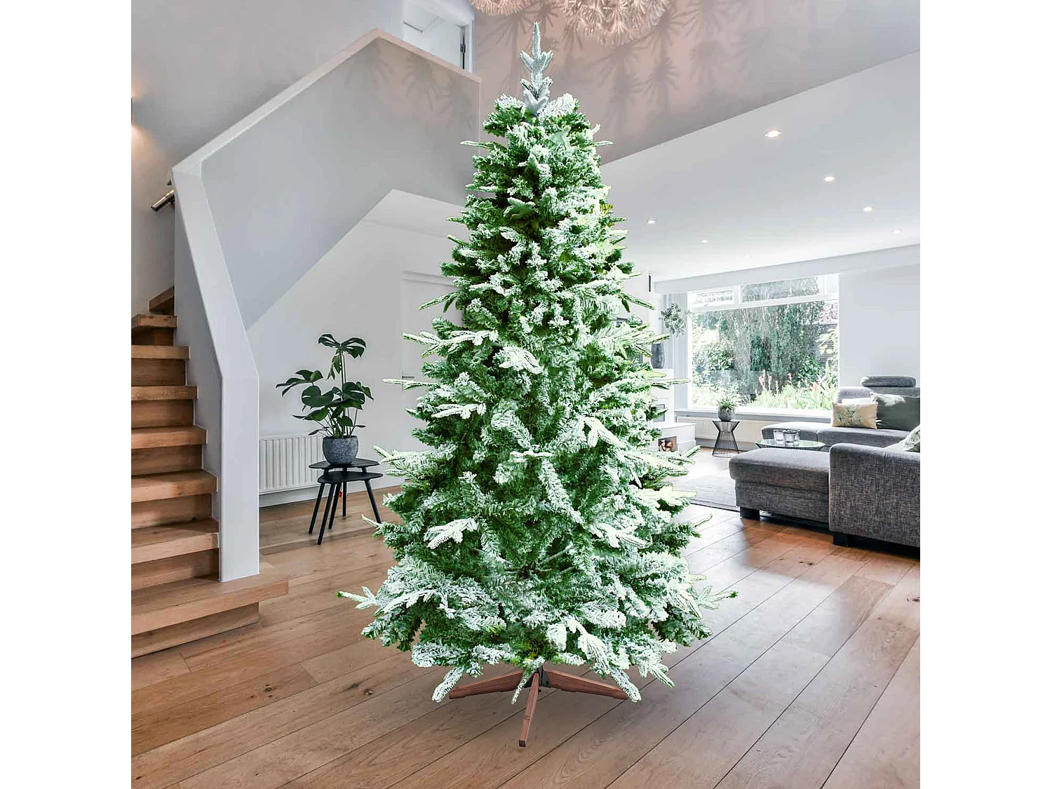 Donder - Sapin de Noël enneigé effet réaliste en PE et PVC ø114x240H, 1038 branches