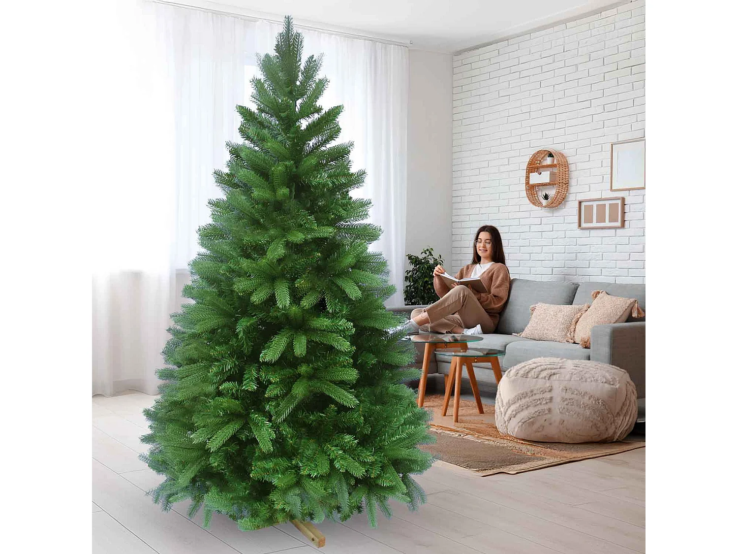 Blitzen - Sapin de Noël effet réaliste en PE et PVC ø93x180H, 872 branches