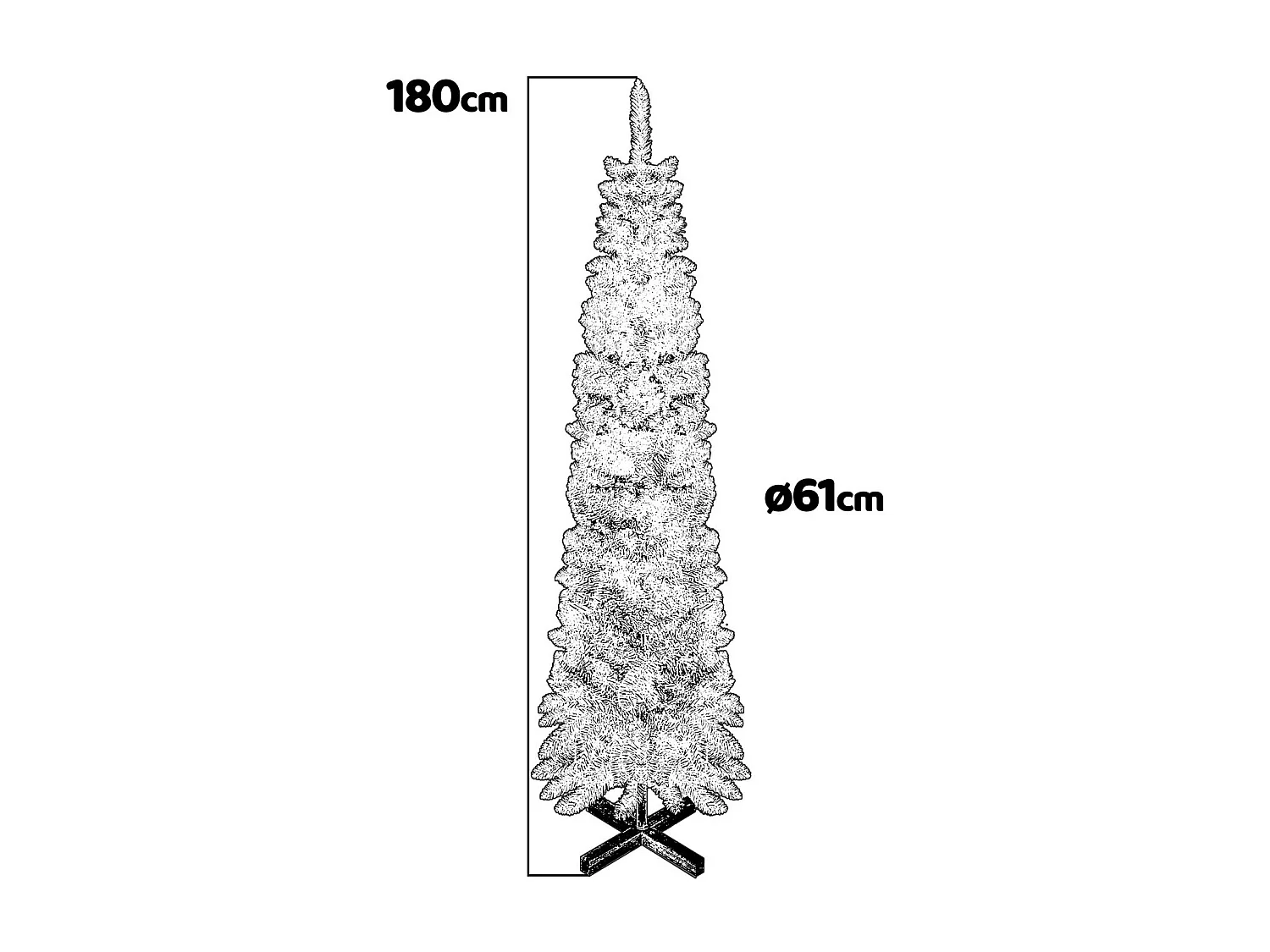 Vixen - Árvore de Natal Modelo slim ø61 x 180H, 326 pontas