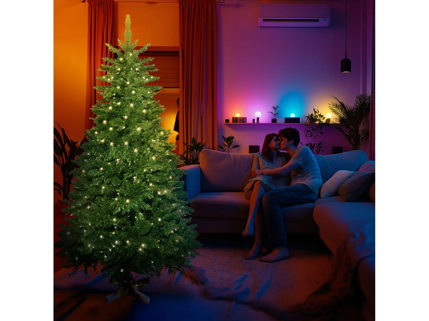 Cupid - Sapin de Noël avec lumières LED ø114 x210H, 1200 branches