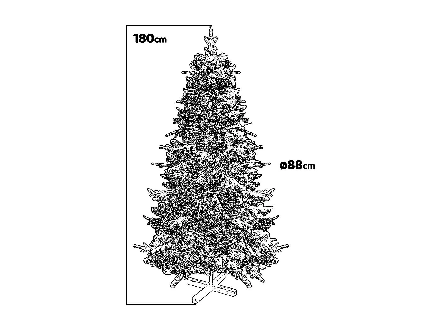 Donder - Sapin de Noël enneigé effet réaliste en PE et PVC ø88x180H, 462 branches