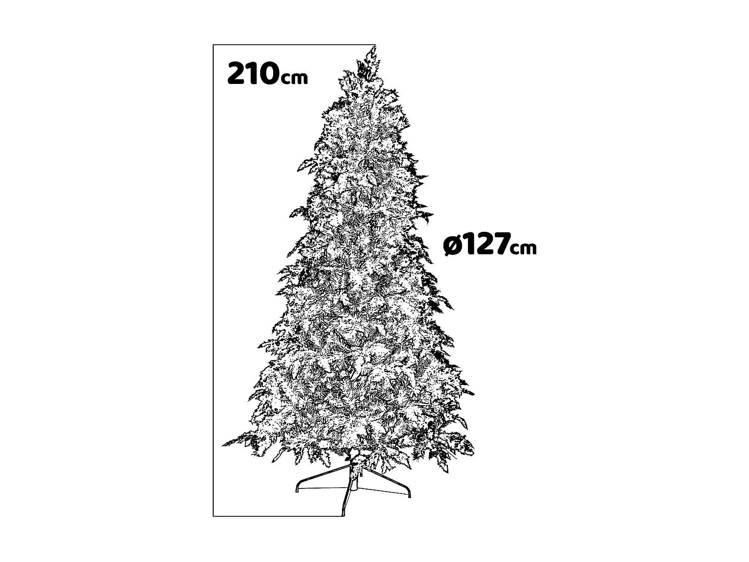 Sun LED - Sapin de Noël avec neige, ornements et lumières LED ø127x210H, 916 branches