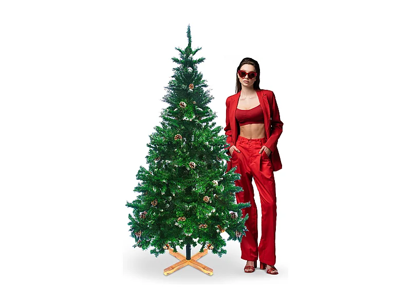 Prancer - Árbol de Navidad con nieve y piñas ø100 x 180H cm, 750 ramas y 60 piñas