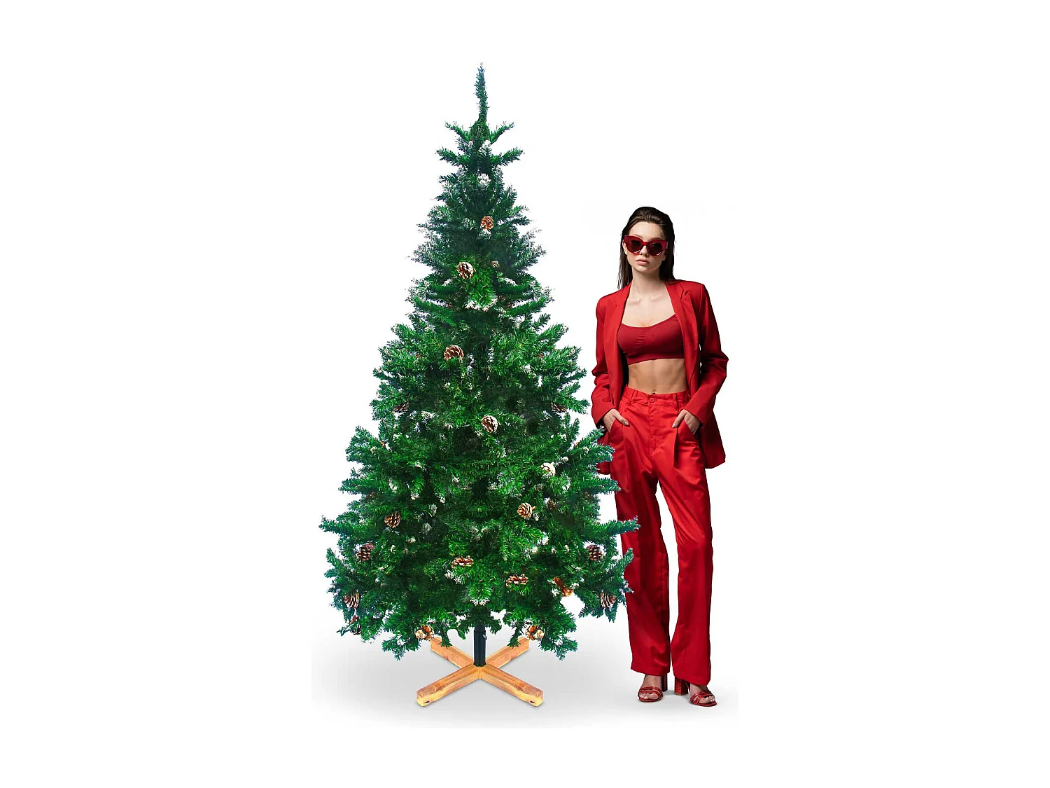 Prancer - Árvore de Natal com neve e pinheiros ø110 x 210H cm, 1200 pontas e 70 pinheiros