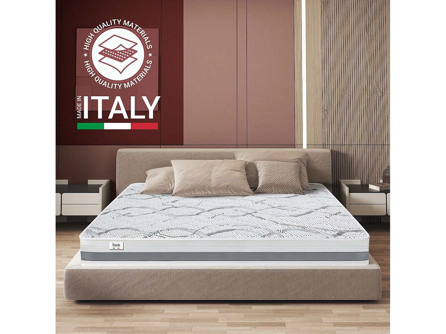 Dubbel matras 145 x 185 Memory Foam Orthopedisch| Premium Quality | Hoogte 20 cm | Made in Italy