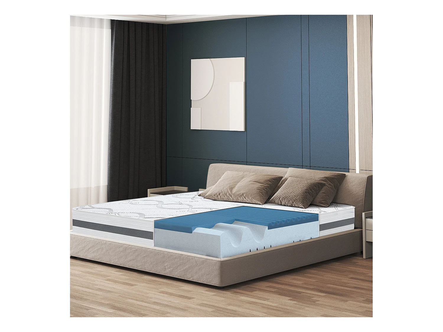 Großes Einzelbett Matratze 135 x 200 Memory Foam | Premium Qualität | Höhe 22 cm | Made in Italy