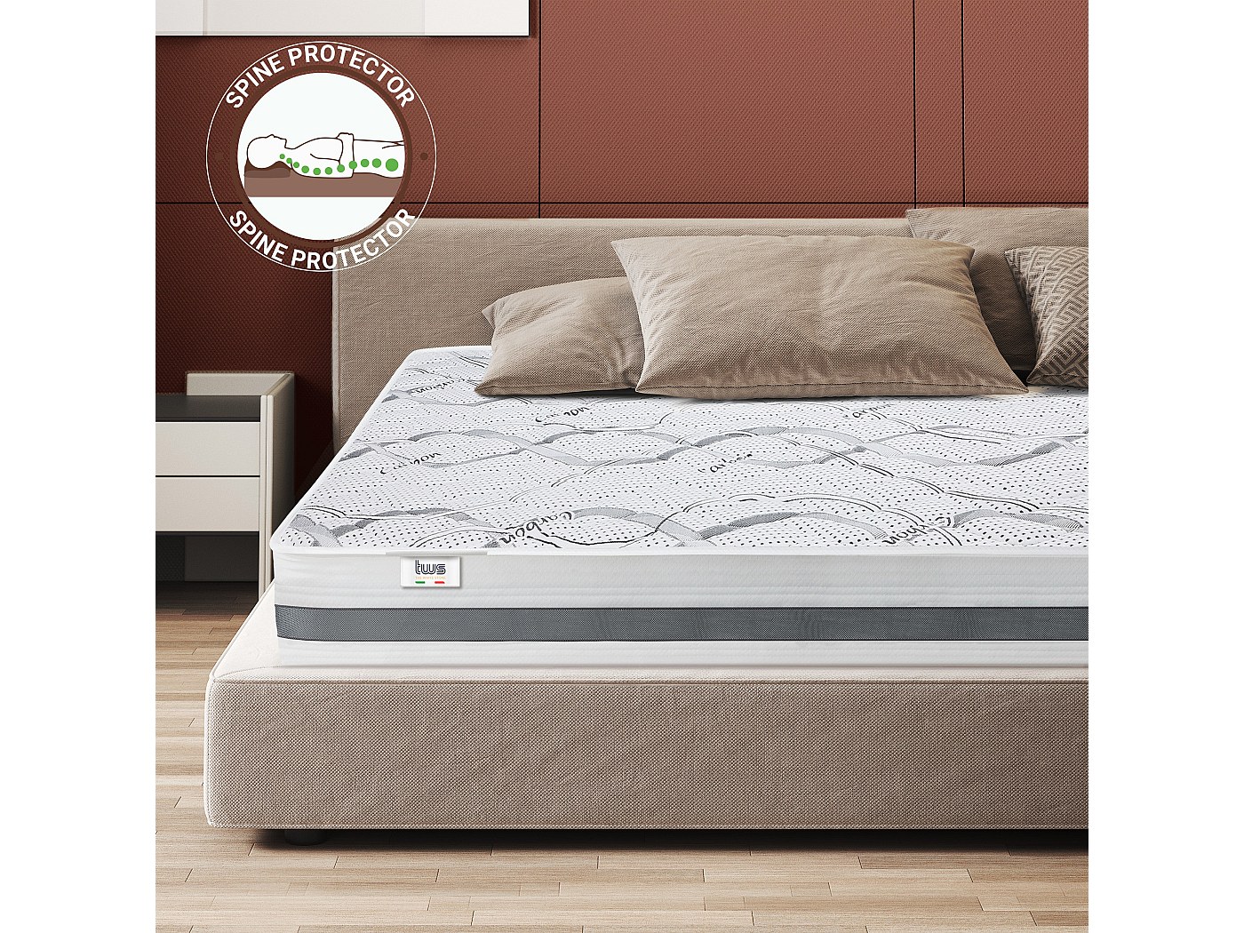 Cuneo Per Materasso Dibapur 160x45x15 Cm Per Letto - Inclinazione 30% Senza Rivestimento, Ipoallergenico