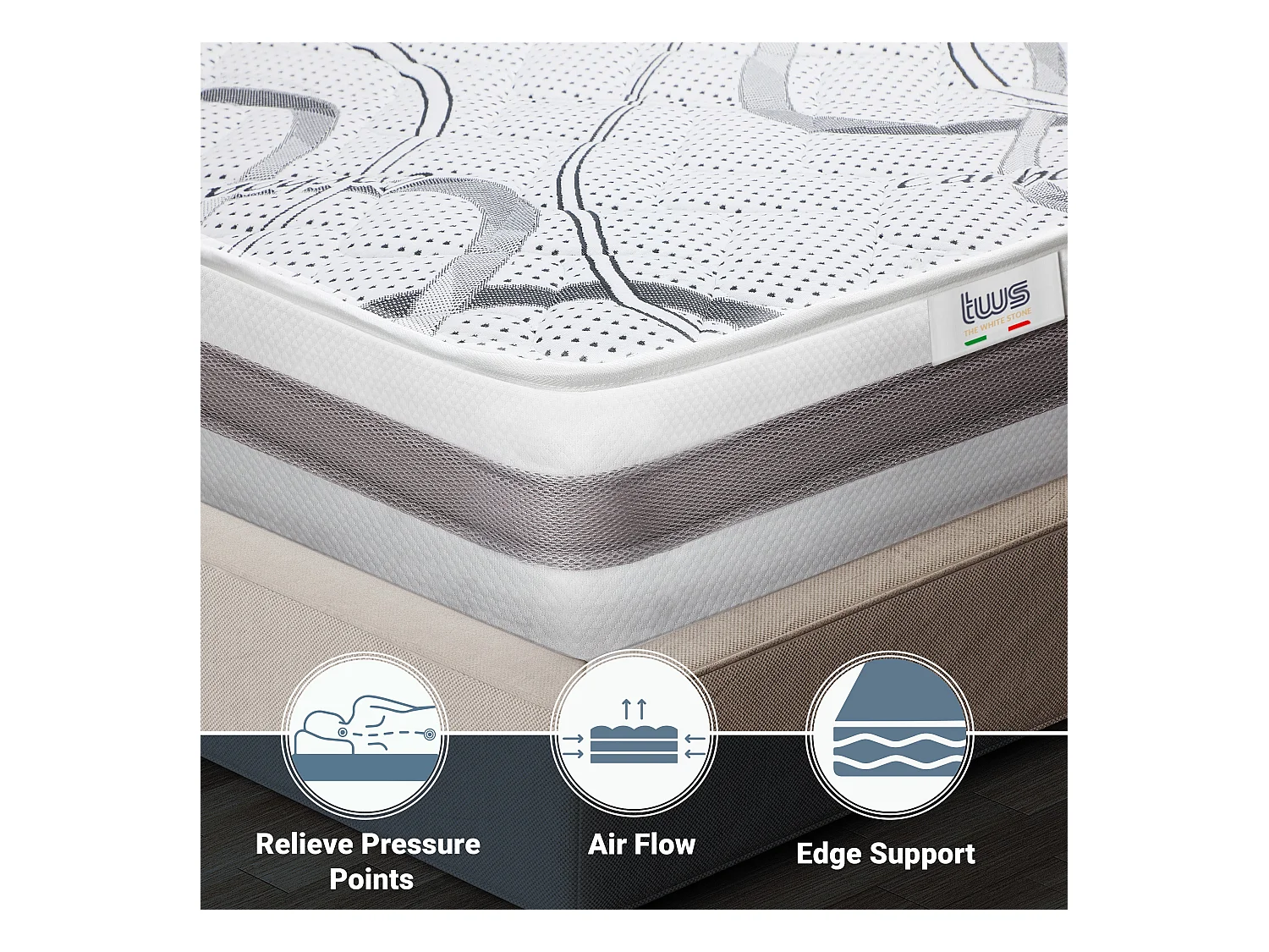 Doppelmatratze 170 x 210 Memory Foam | Premium Qualität | Höhe 22 cm | Made in Italy