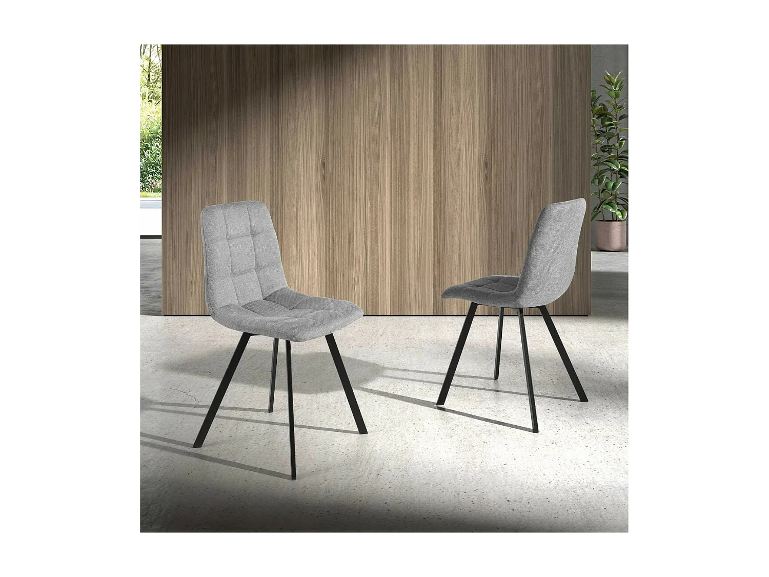 Pack 4 Sillas Salón tapizadas en tela. Patas en metal