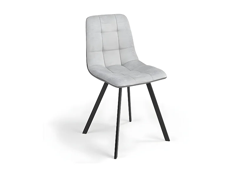 Pack 4 Sillas Salón tapizadas en tela y polipiel. Patas en metal