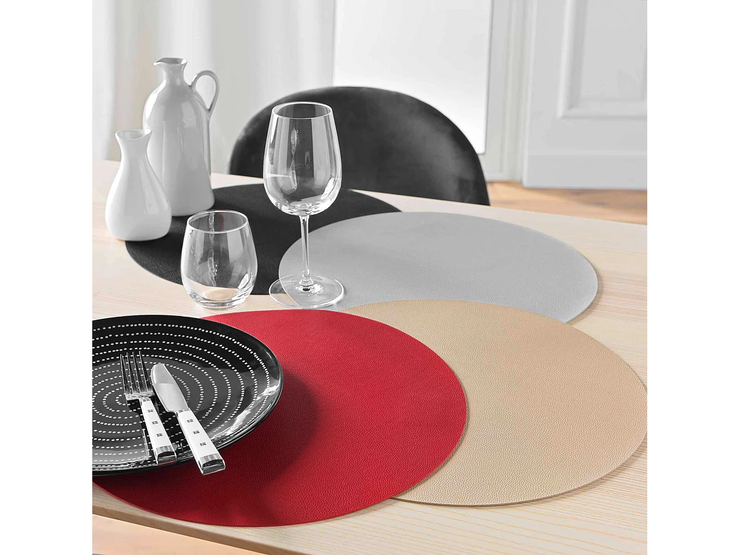 Set de table rond 38 cm Grani rouge