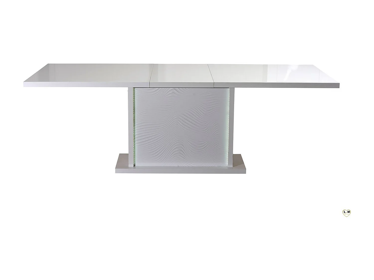 Table extensible avec éclairage à Led bois laqué blanc Kala 180-225cm