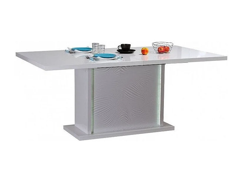 Table extensible avec éclairage à Led bois laqué blanc Kala 180-225cm
