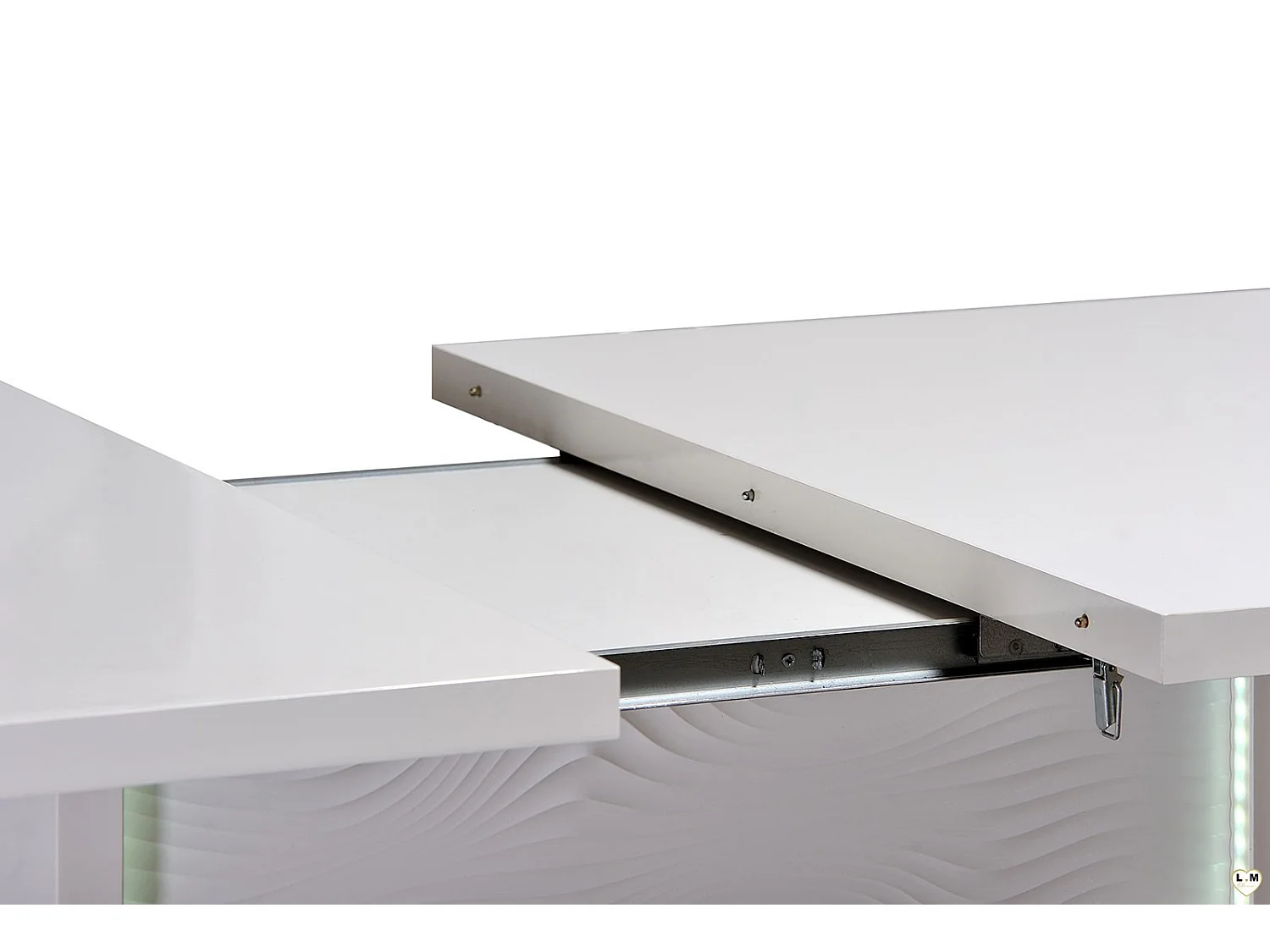 Table extensible avec éclairage à Led bois laqué blanc Kala 180-225cm