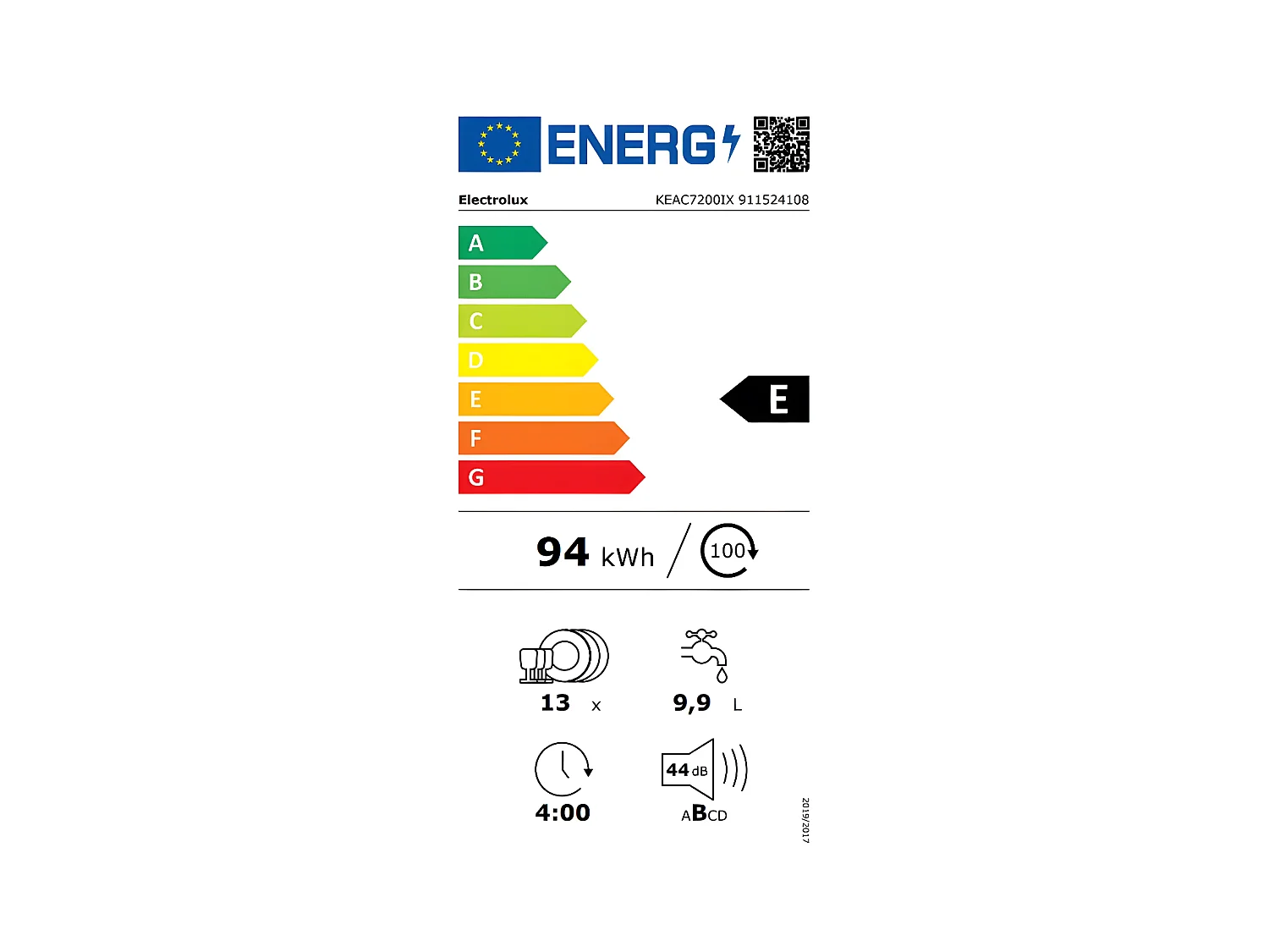 Lave-vaisselle encastrable ELECTROLUX 13 Couverts 59.6cm E, KEAC7200IX