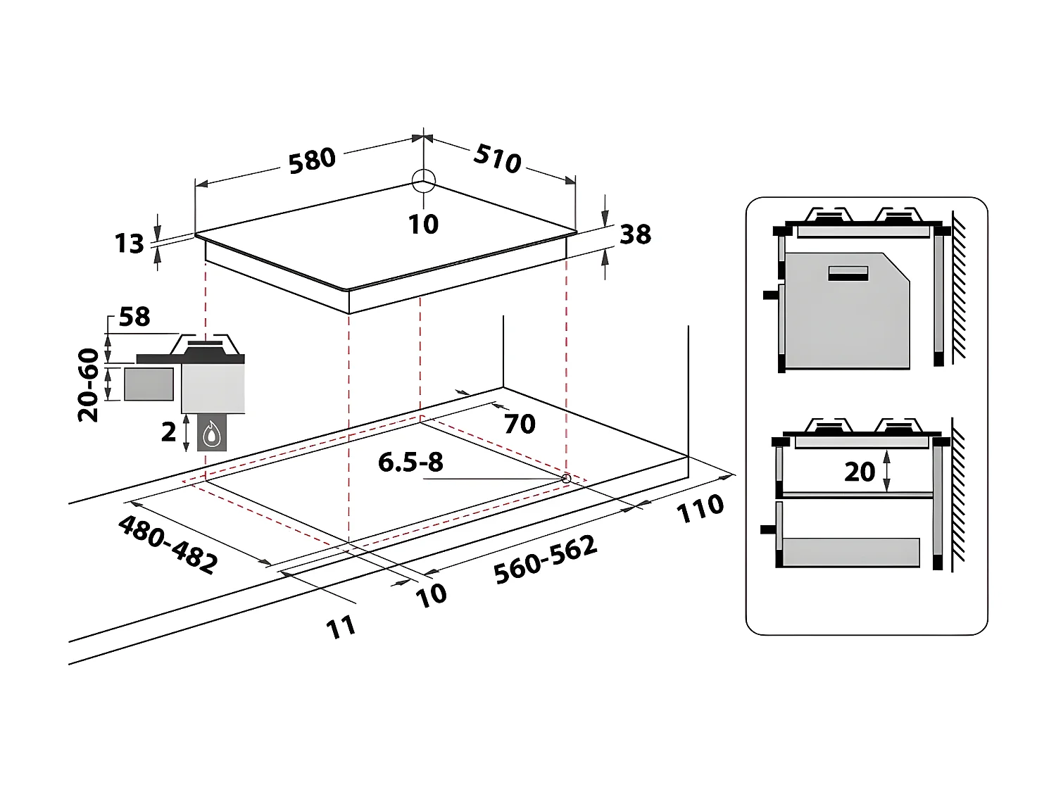 Plaque gaz WHIRLPOOL, TGML660IX