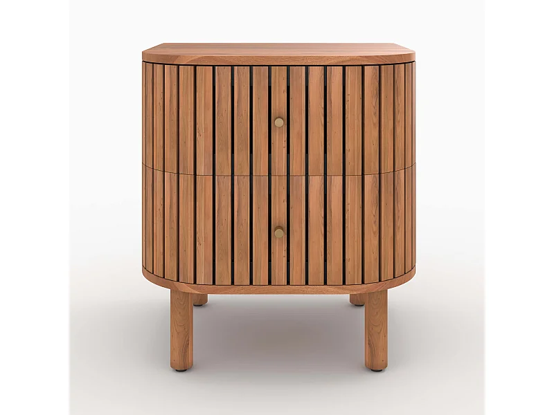 <p>Comodino in legno di acacia 2 cassetti</p> - Paola