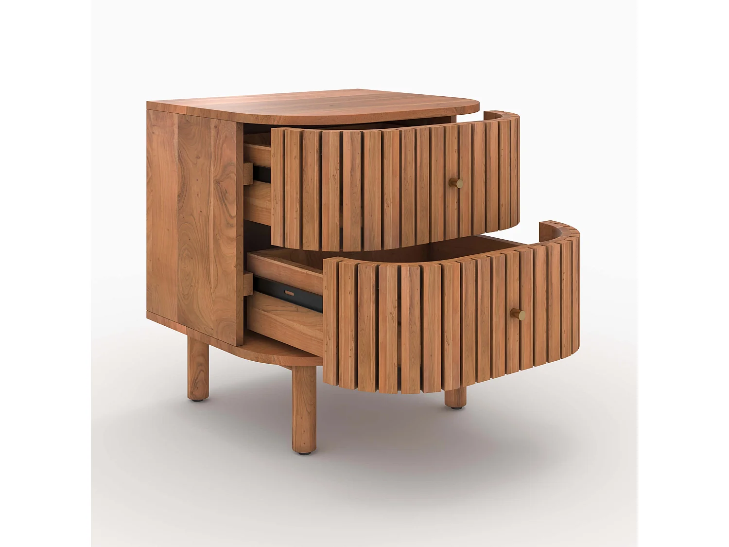 Table de chevet  en bois d'acacia 2 tiroirs - Paola