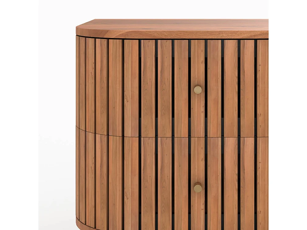 Table de chevet  en bois d'acacia 2 tiroirs - Paola