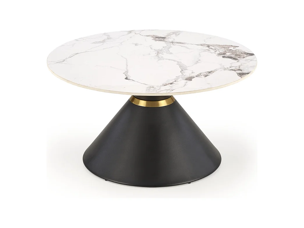 Table basse ronde 80 cm marbre noir et blanc Elyse