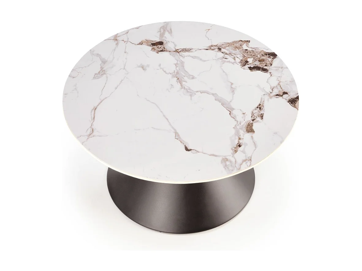 Table basse ronde 80 cm marbre noir et blanc Elyse