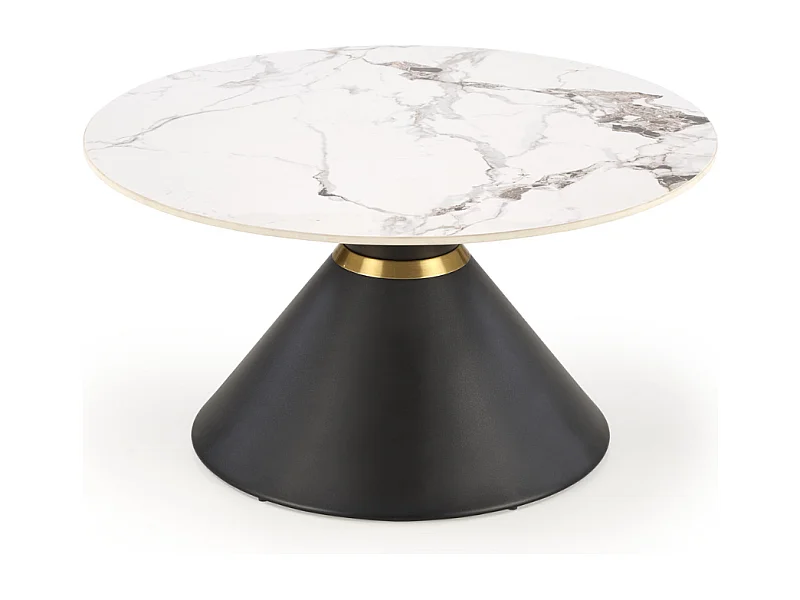 Table basse ronde 80 cm marbre noir et blanc Elyse