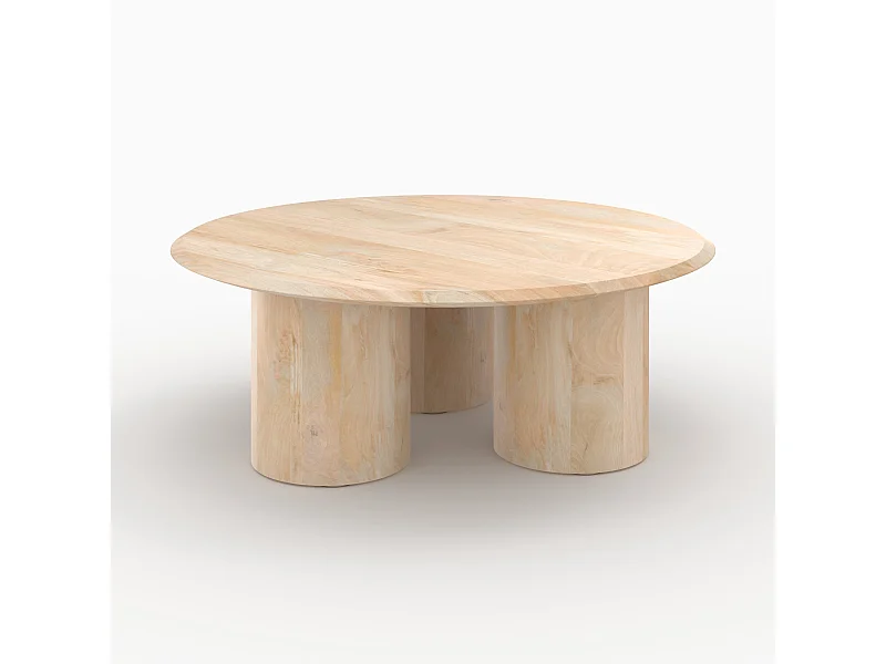 Table basse ronde en bois de manguier D90 cm - Sacha