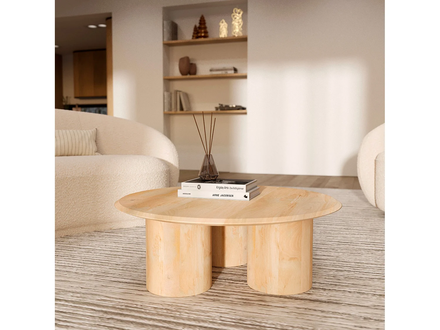 Table basse ronde en bois de manguier D90 cm - Sacha
