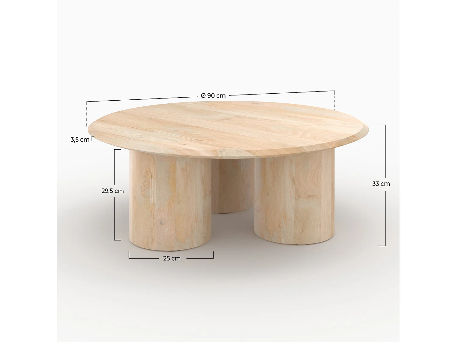 Table basse ronde en bois de manguier D90 cm - Sacha