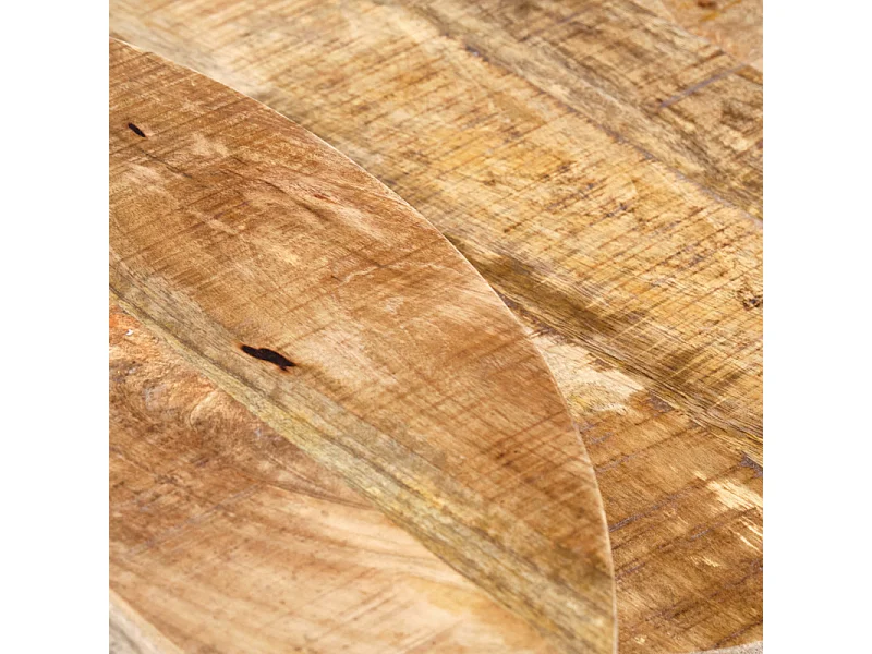 3 tables basses gigognes rondes bois de manguier pieds métal - MANHO