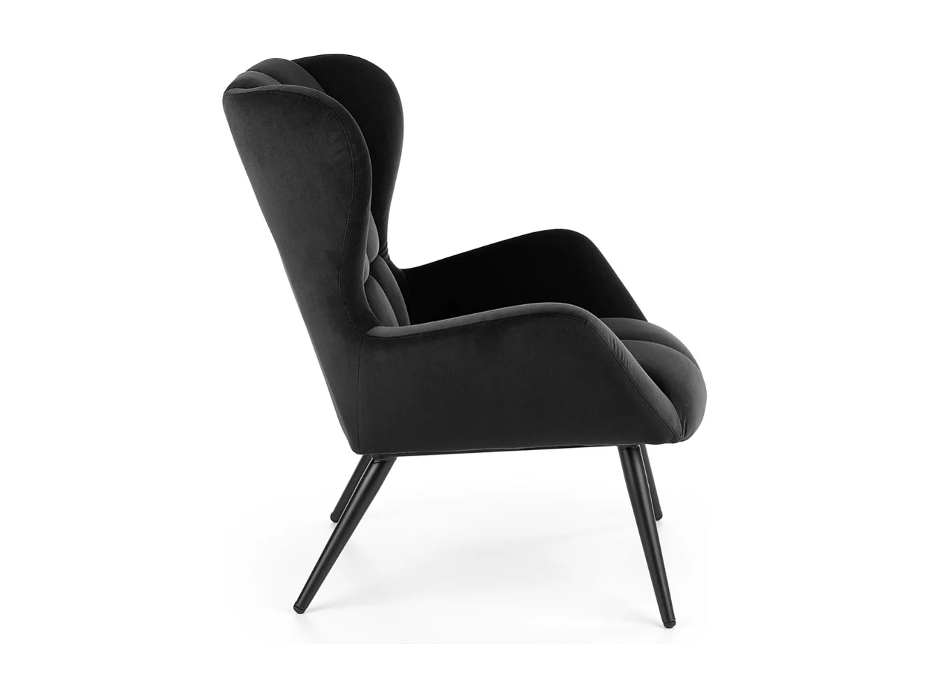 Fauteuil en velours noir avec pieds noirs en métal Glasgow