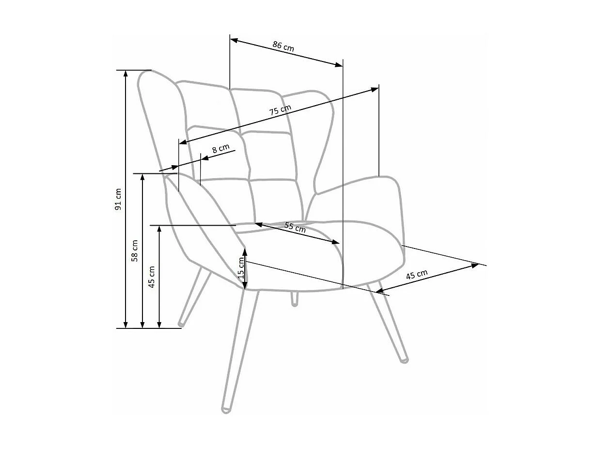 Fauteuil en velours noir avec pieds noirs en métal Glasgow