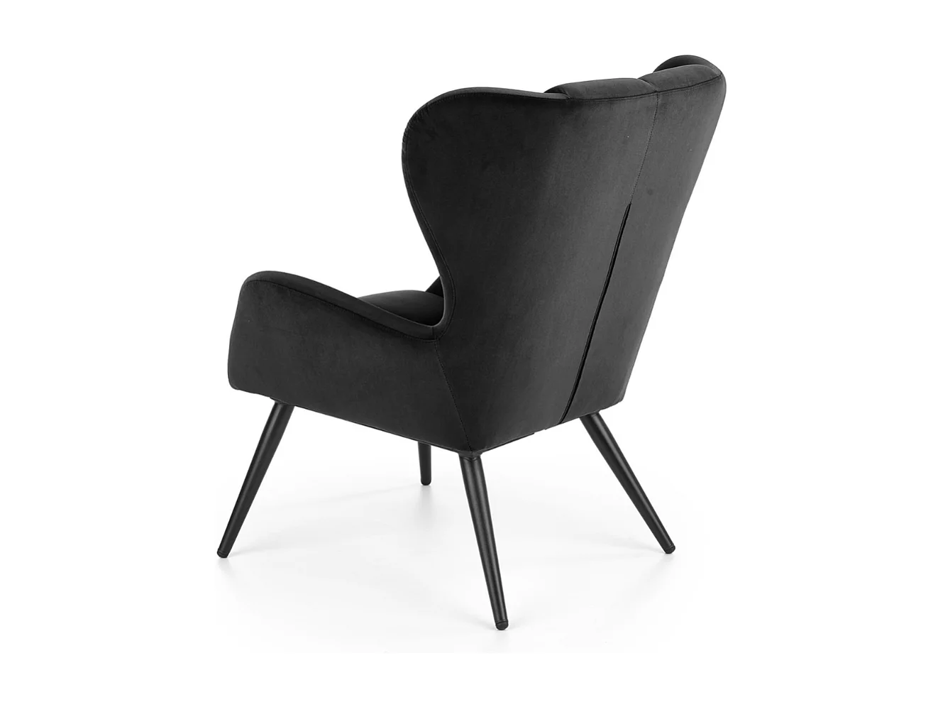 Poltrona in velluto nero con gambe in metallo nero Glasgow