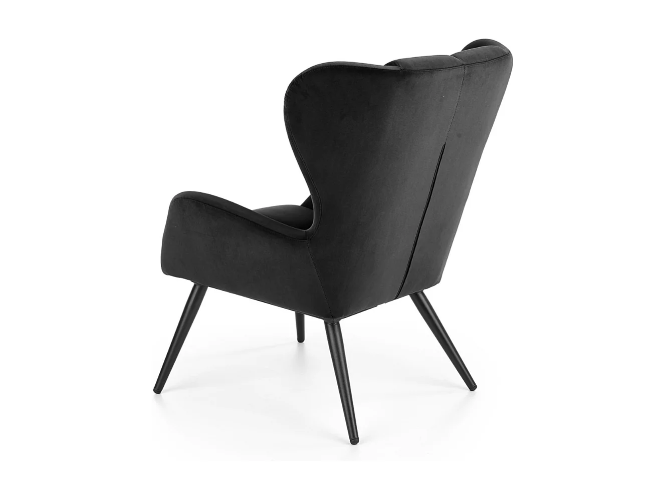 Poltrona in velluto nero con gambe in metallo nero Glasgow