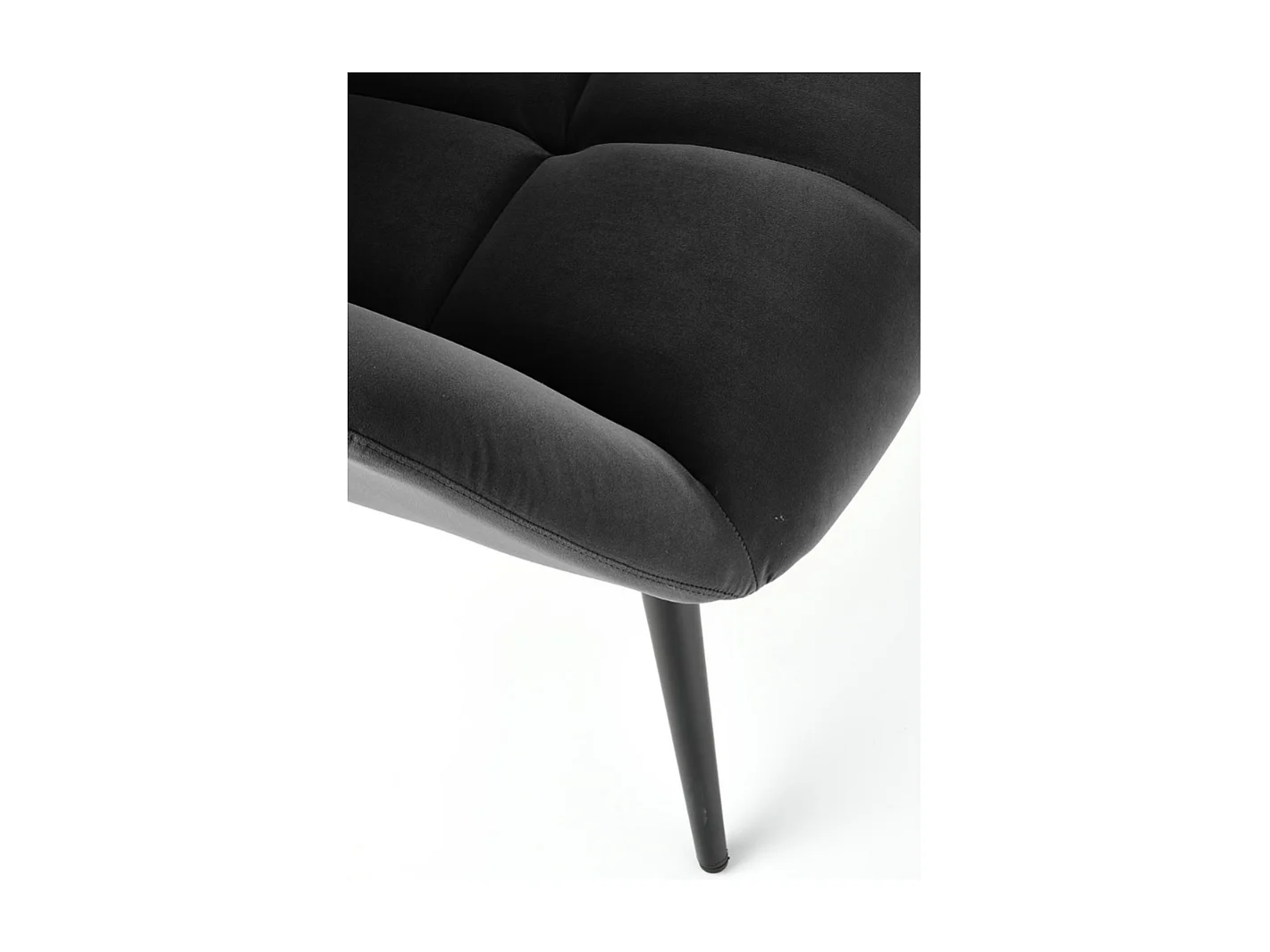 Fauteuil en velours noir avec pieds noirs en métal Glasgow