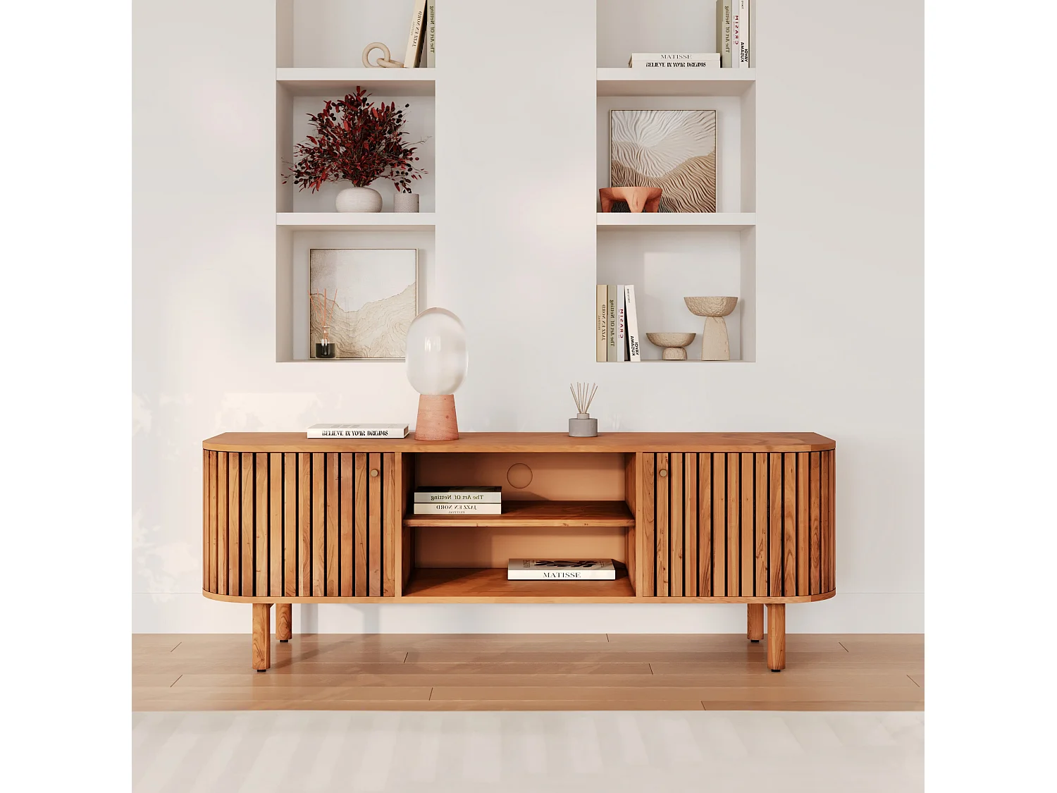 Meuble TV en bois d'acacia 145 cm - Paola