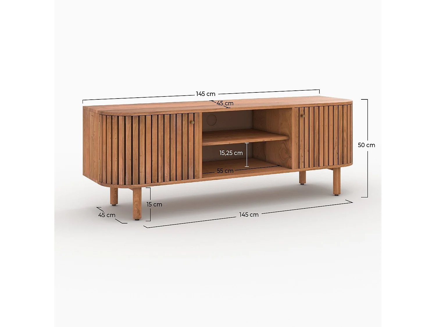 Meuble TV en bois d'acacia 145 cm - Paola