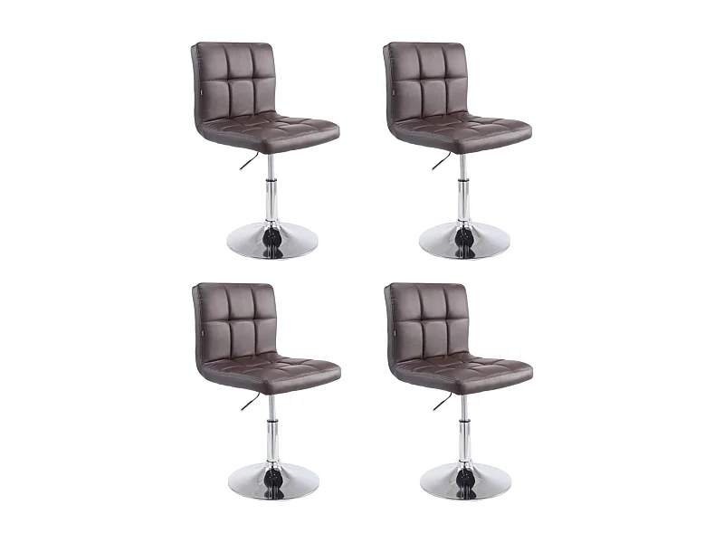 Lot de 4  Chaise gondole - Similicuir & Métal chromé - Marron - Palma V2